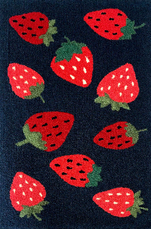 Vibrant Indoor Area Rug with Strawberry Motifs, Modern Style