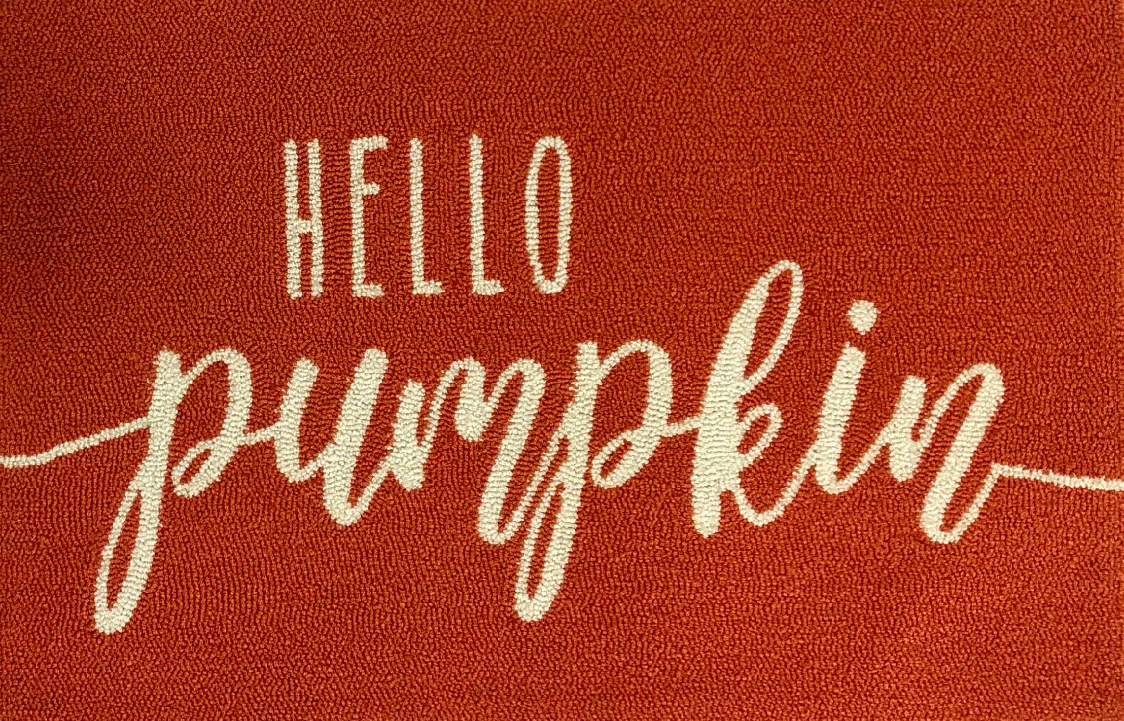 Autumnal Hello Pumpkin Orange Small Decorative Area Rug for Indoor Use