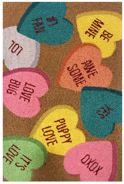 Modern Whimsical Multicolor Heart Area Rug for Small Indoor Spaces