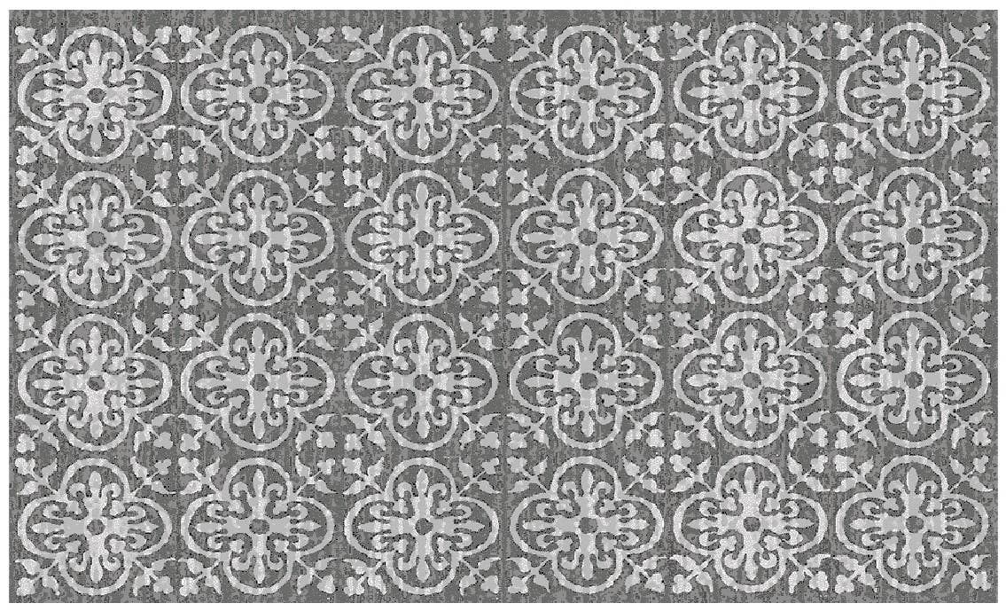 Traditional with Modern Influences Gray and White Medallion Area Rug